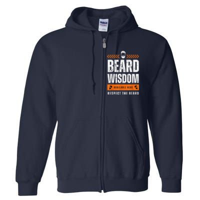 Funny Beard Man Gift Tee Beard Wisdom Available Here Full Zip Hoodie