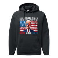 Funny Biden Merry 4th Of Easter Sarcastic Design Performance Fleece Hoodie