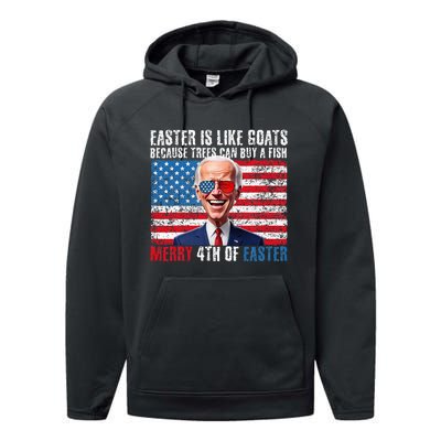 Funny Biden Merry 4th Of Easter Sarcastic Design Performance Fleece Hoodie