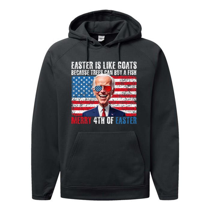 Funny Biden Merry 4th Of Easter Sarcastic Design Performance Fleece Hoodie