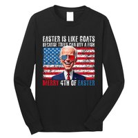 Funny Biden Merry 4th Of Easter Sarcastic Design Long Sleeve Shirt