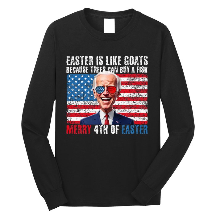 Funny Biden Merry 4th Of Easter Sarcastic Design Long Sleeve Shirt