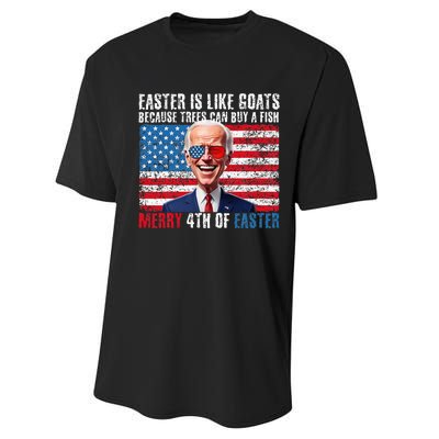 Funny Biden Merry 4th Of Easter Sarcastic Design Performance Sprint T-Shirt