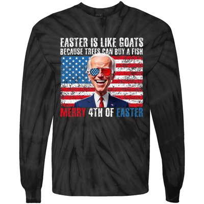 Funny Biden Merry 4th Of Easter Sarcastic Design Tie-Dye Long Sleeve Shirt