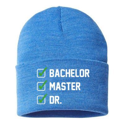 Funny Bachelor Master Doctorate Degree Dr Phd Funny Gift Funny Gift Sustainable Knit Beanie