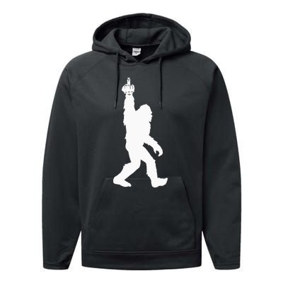 Funny Bigfoot Middle Finger For Squatch Believers Performance Fleece Hoodie