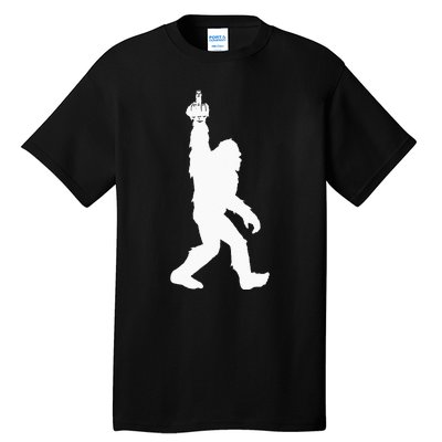 Funny Bigfoot Middle Finger For Squatch Believers Tall T-Shirt