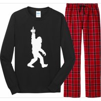 Funny Bigfoot Middle Finger For Squatch Believers Long Sleeve Pajama Set