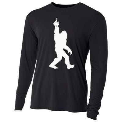 Funny Bigfoot Middle Finger For Squatch Believers Cooling Performance Long Sleeve Crew