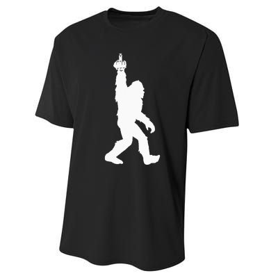 Funny Bigfoot Middle Finger For Squatch Believers Performance Sprint T-Shirt