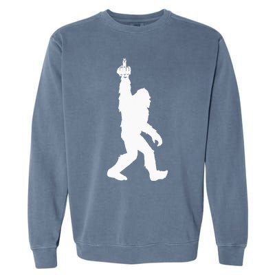 Funny Bigfoot Middle Finger For Squatch Believers Garment-Dyed Sweatshirt