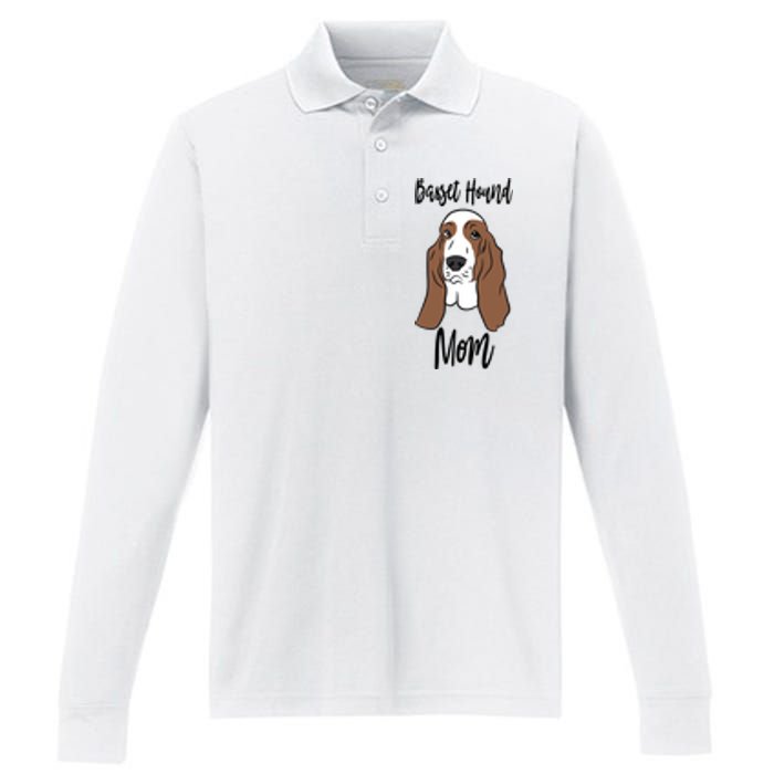 Funny Basset Mom Gift Performance Long Sleeve Polo