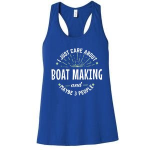 Funny Boat Making Design Dad Fathers Day Gift Women's Racerback Tank