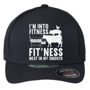 Funny Bbq Meat Smoking Art For Barbeque Griller Flexfit Unipanel Trucker Cap