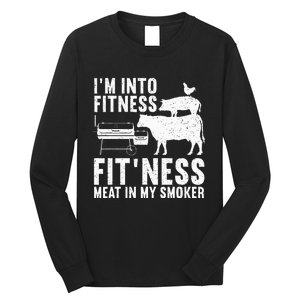 Funny Bbq Meat Smoking Art For Barbeque Griller Long Sleeve Shirt