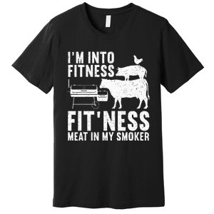 Funny Bbq Meat Smoking Art For Barbeque Griller Premium T-Shirt