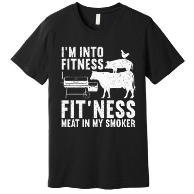 Funny Bbq Meat Smoking Art For Barbeque Griller Premium T-Shirt