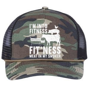 Funny Bbq Meat Smoking Art For Barbeque Griller Retro Rope Trucker Hat Cap