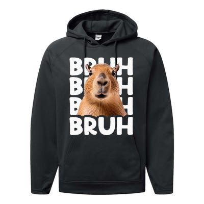 Funny Bruh Meme Slang Greeting Brother Teens Boy Capybara Performance Fleece Hoodie