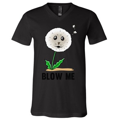 Funny Blow Me Seal Face Dandelion Meme V-Neck T-Shirt