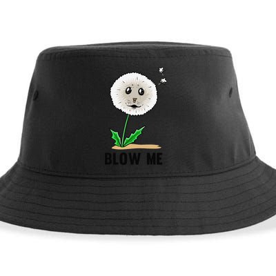 Funny Blow Me Seal Face Dandelion Meme Sustainable Bucket Hat