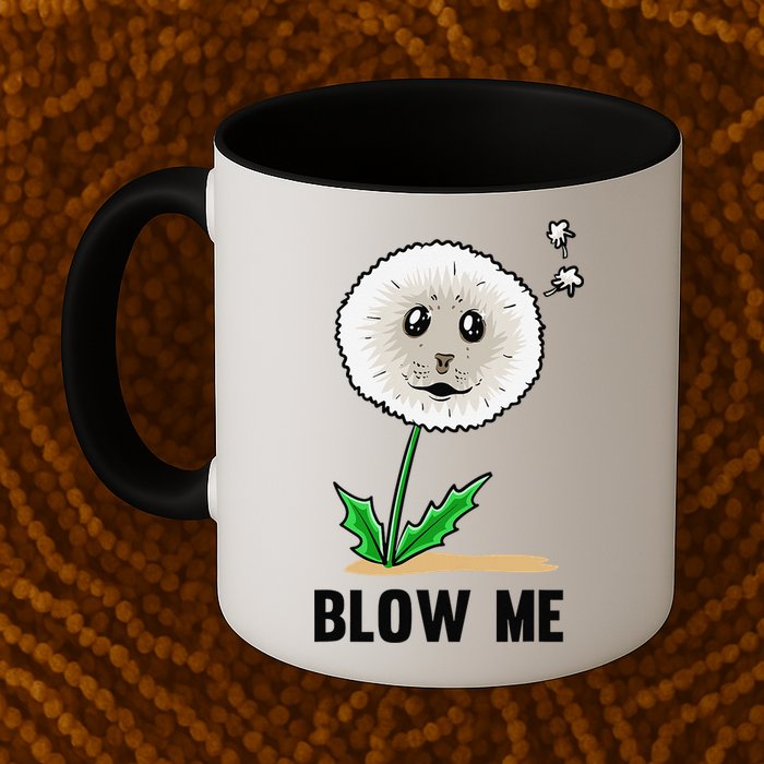 Funny Blow Me Seal Face Dandelion Meme Mug