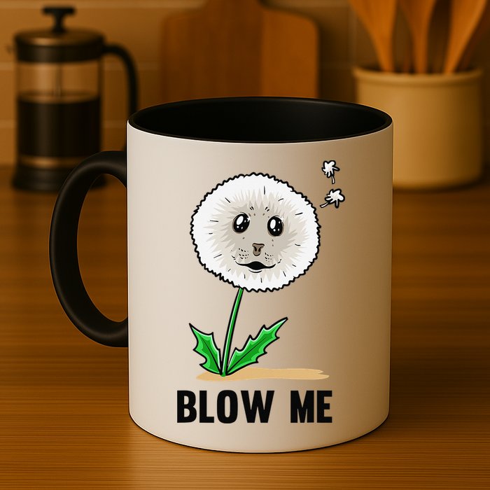 Funny Blow Me Seal Face Dandelion Meme Mug