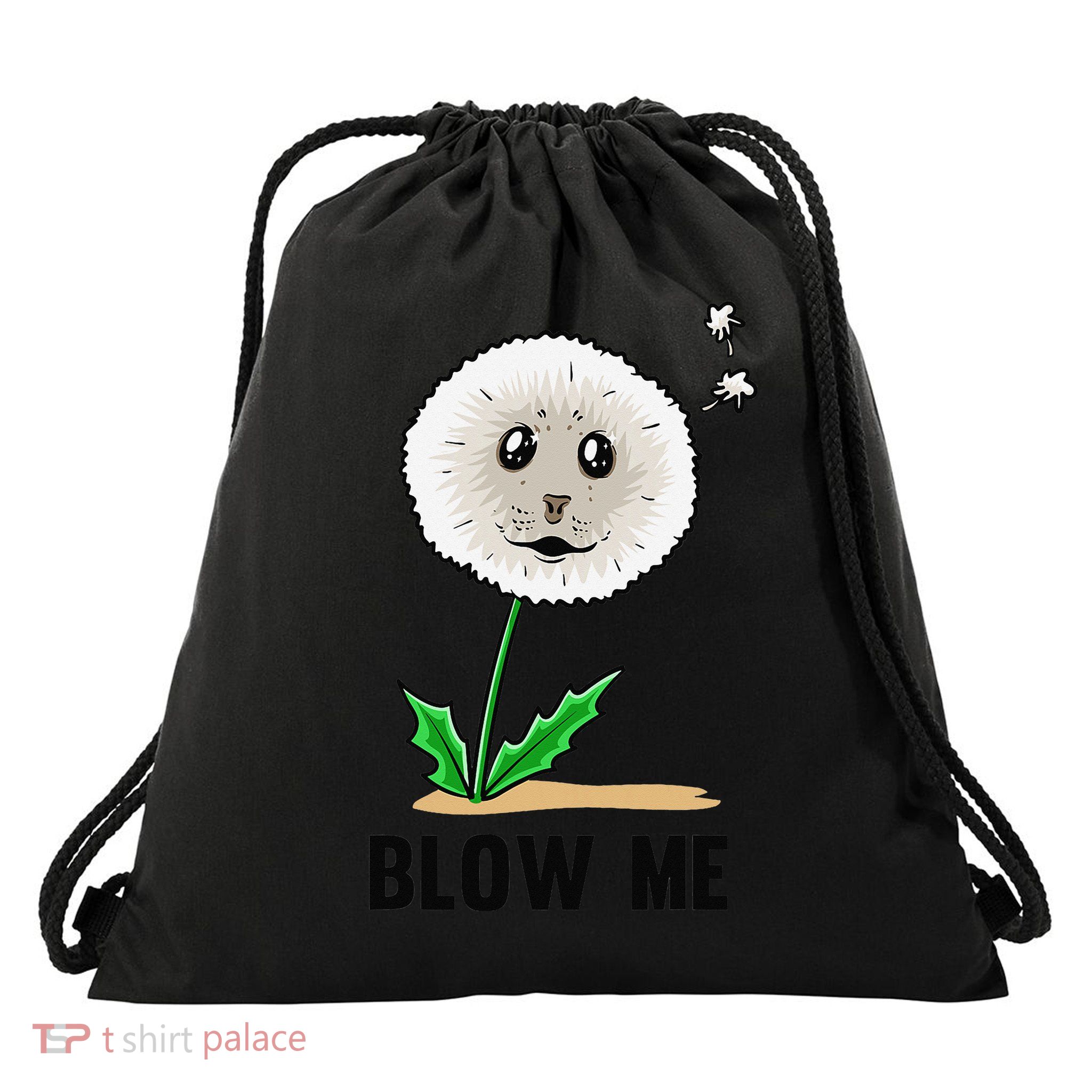 Funny Blow Me Seal Face Dandelion Meme Drawstring Bag