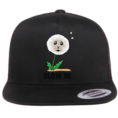 Funny Blow Me Seal Face Dandelion Meme Flatbill Hat
