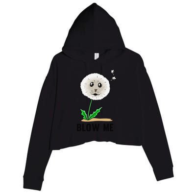 Funny Blow Me Seal Face Dandelion Meme Crop Fleece Hoodie