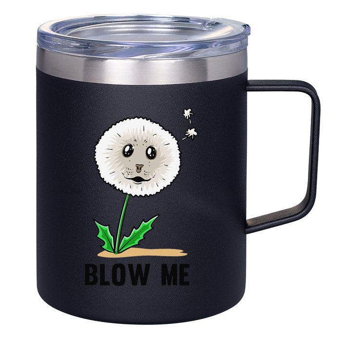 Funny Blow Me Seal Face Dandelion Meme 12oz Stainless Steel Coffee Mug