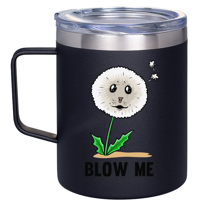 Funny Blow Me Seal Face Dandelion Meme 12oz Stainless Steel Coffee Mug