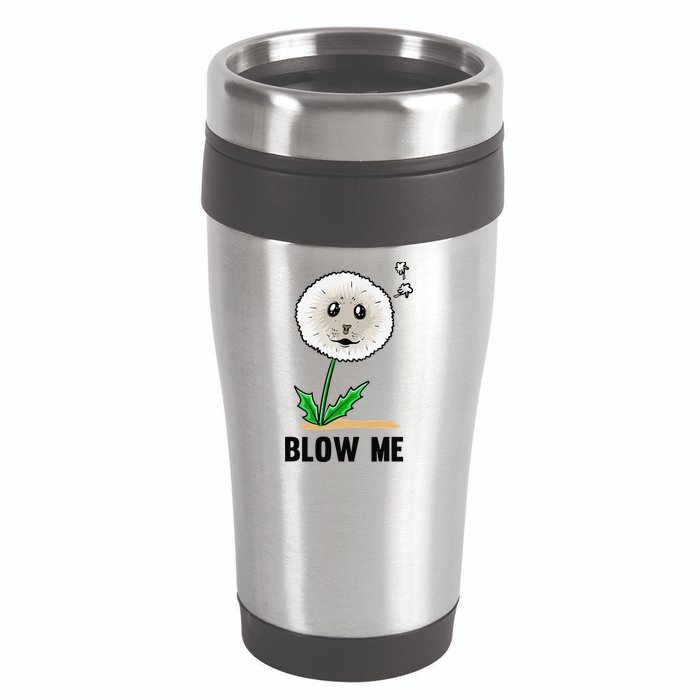 Funny Blow Me Seal Face Dandelion Meme 16oz Travel Tumbler
