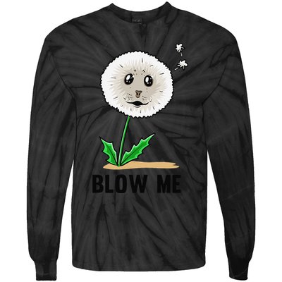 Funny Blow Me Seal Face Dandelion Meme Tie-Dye Long Sleeve Shirt