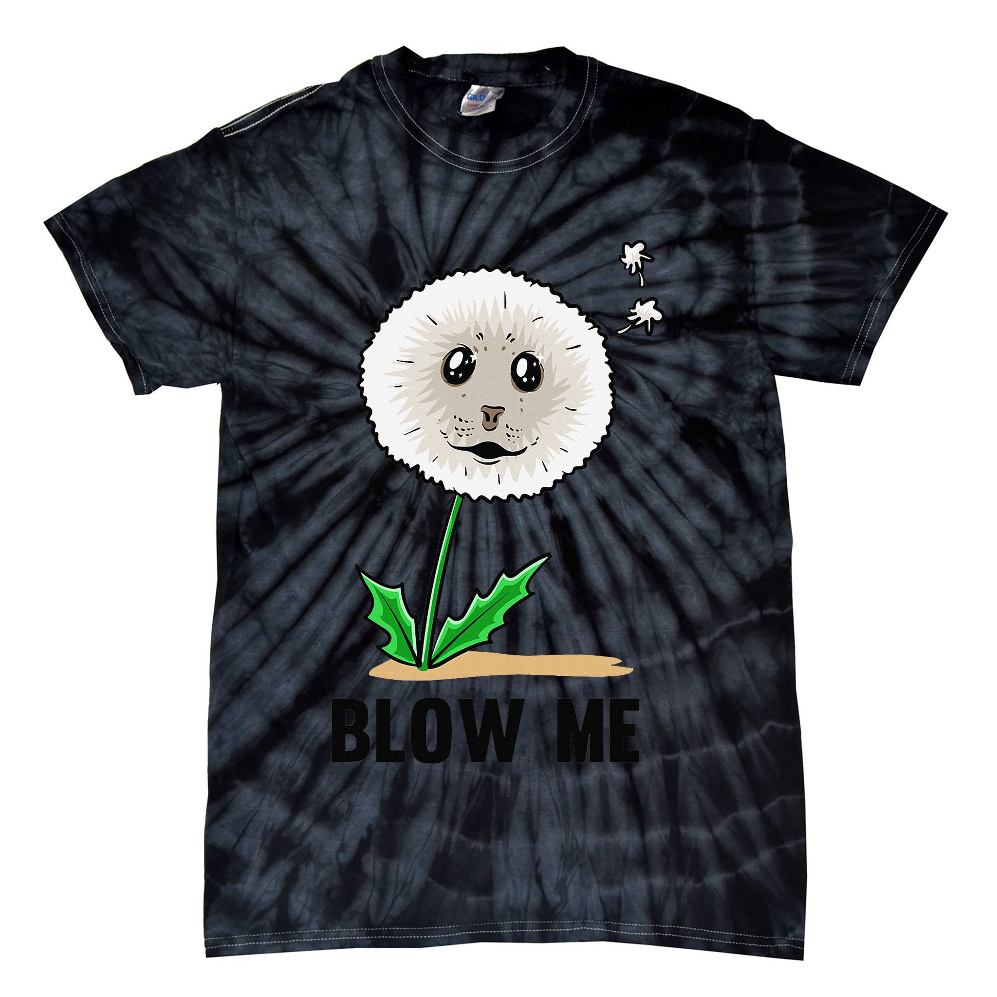 Funny Blow Me Seal Face Dandelion Meme Tie-Dye T-Shirt