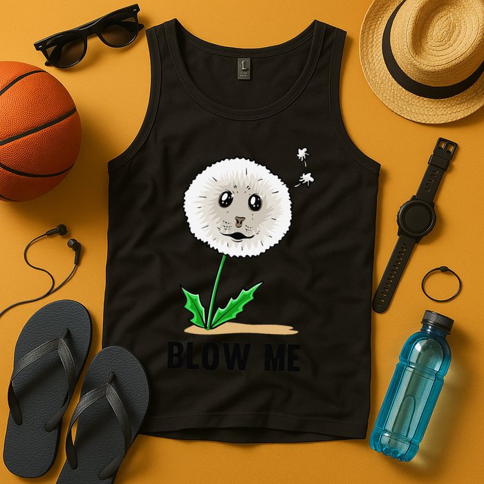 Funny Blow Me Seal Face Dandelion Meme Tank Top