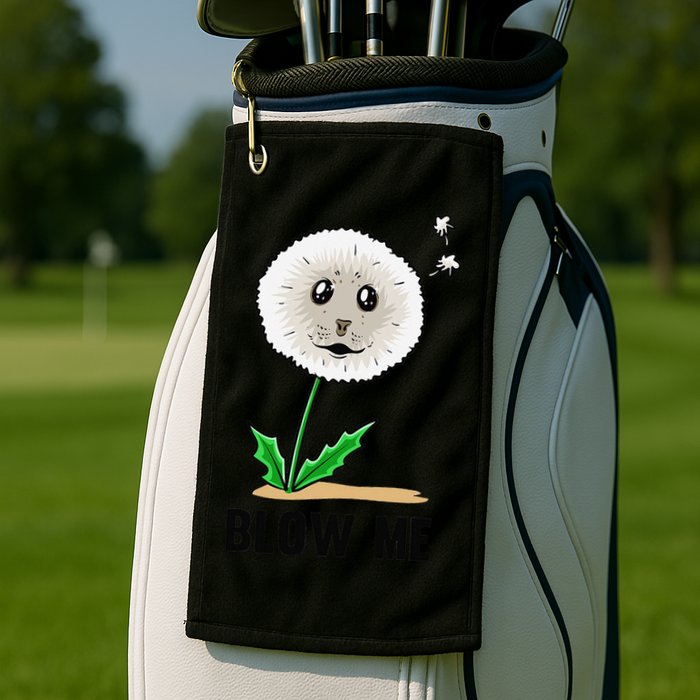 Funny Blow Me Seal Face Dandelion Meme Golf Towel