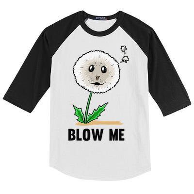 Funny Blow Me Seal Face Dandelion Meme Kids Colorblock Raglan Jersey
