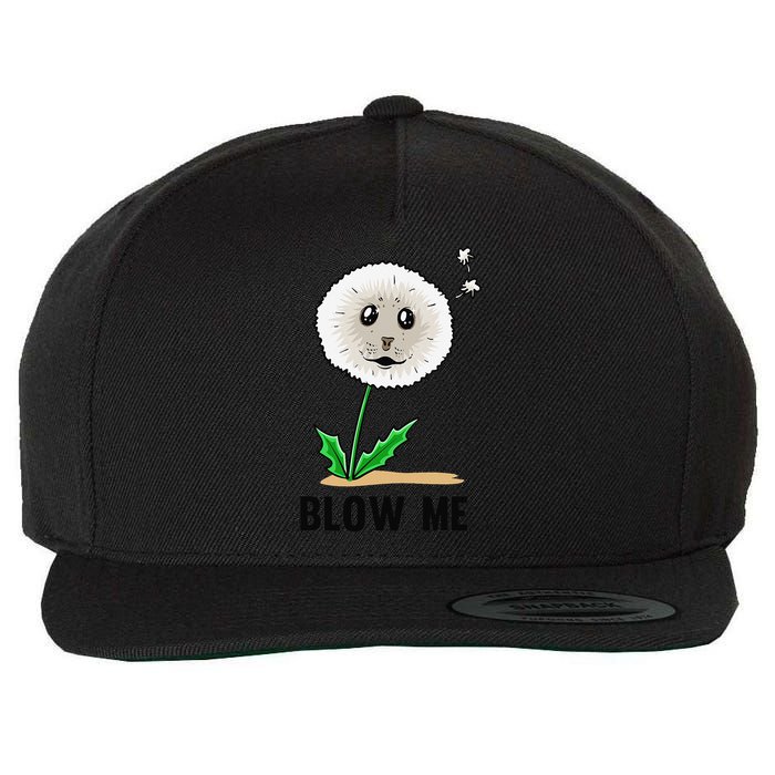 Funny Blow Me Seal Face Dandelion Meme Wool Snapback Cap