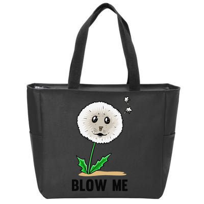 Funny Blow Me Seal Face Dandelion Meme Zip Tote Bag