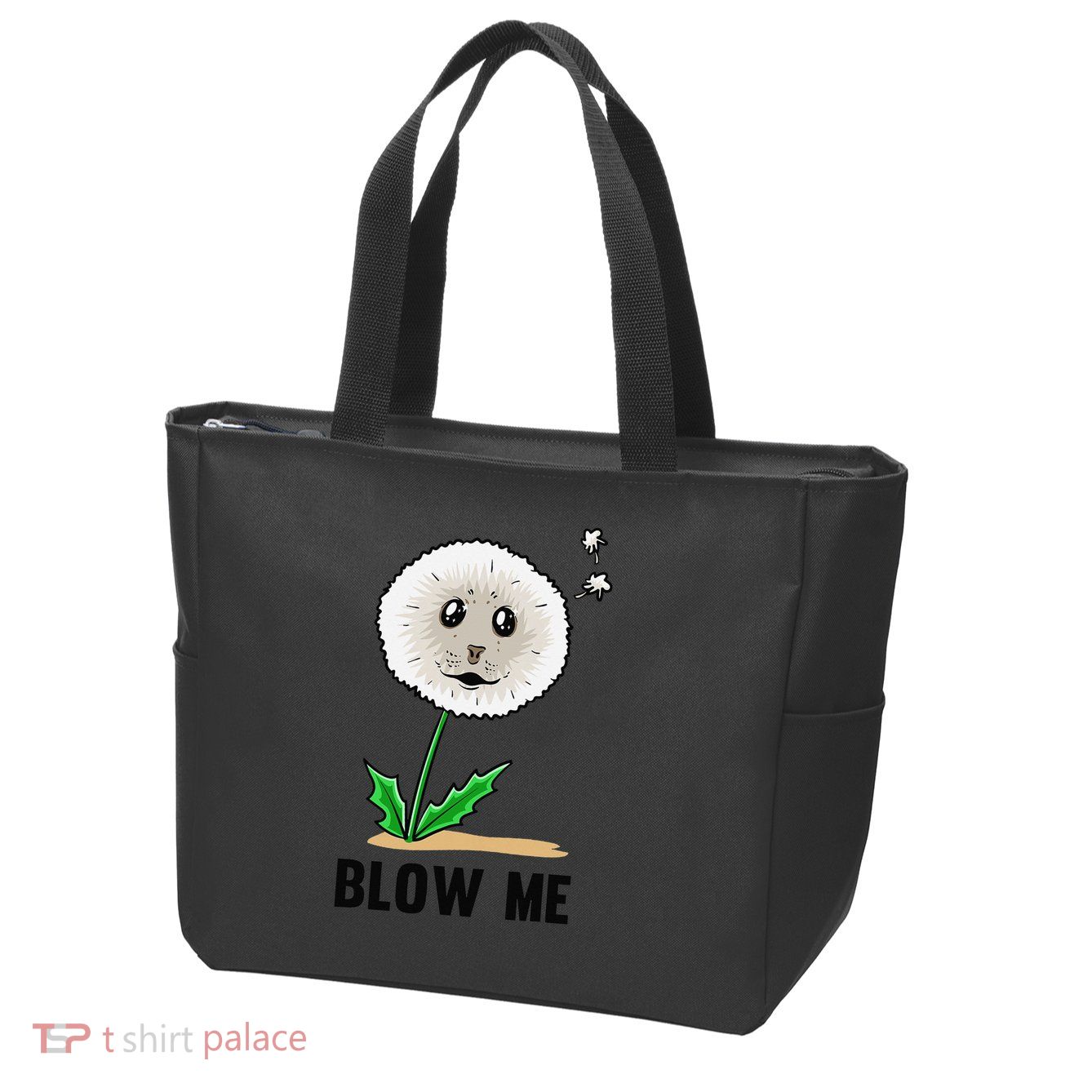 Funny Blow Me Seal Face Dandelion Meme Zip Tote Bag