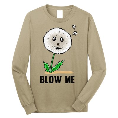 Funny Blow Me Seal Face Dandelion Meme Long Sleeve Shirt