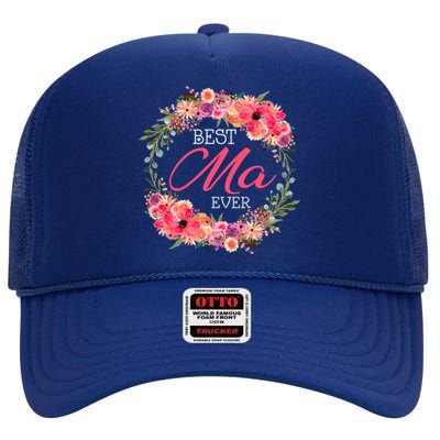 Floral Best Mama Mommy Mother Mom Happy MotherS Day Gift High Crown Mesh Back Trucker Hat