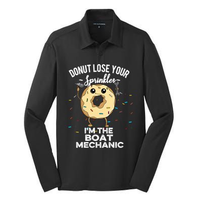 Funny Boat Mechanic Profession Marine Donut Cool Gift Silk Touch Performance Long Sleeve Polo