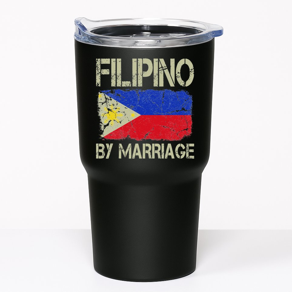 Filipino By Marriage Philippines Flag Funny Husband Wife Tumbler