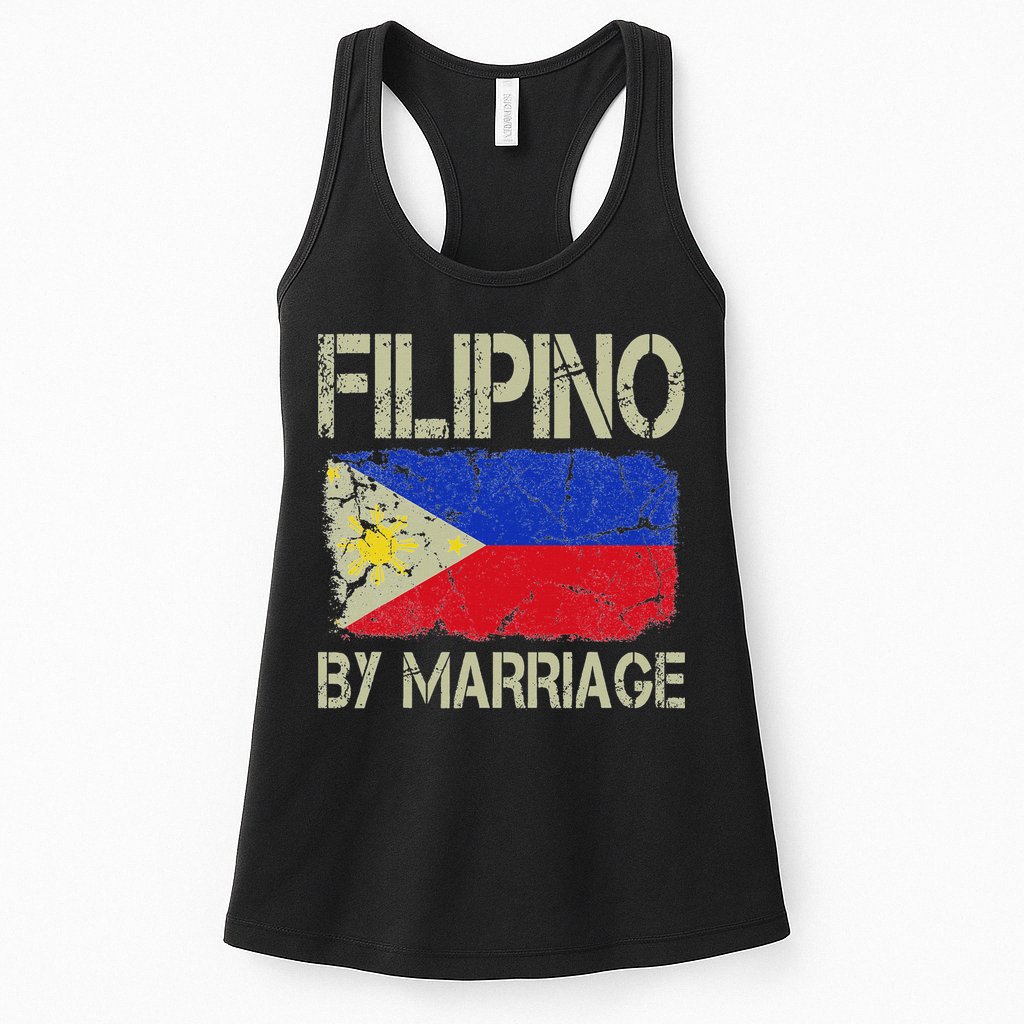 Filipino By Marriage Philippines Flag Funny Husband Wife Womens Tank Top