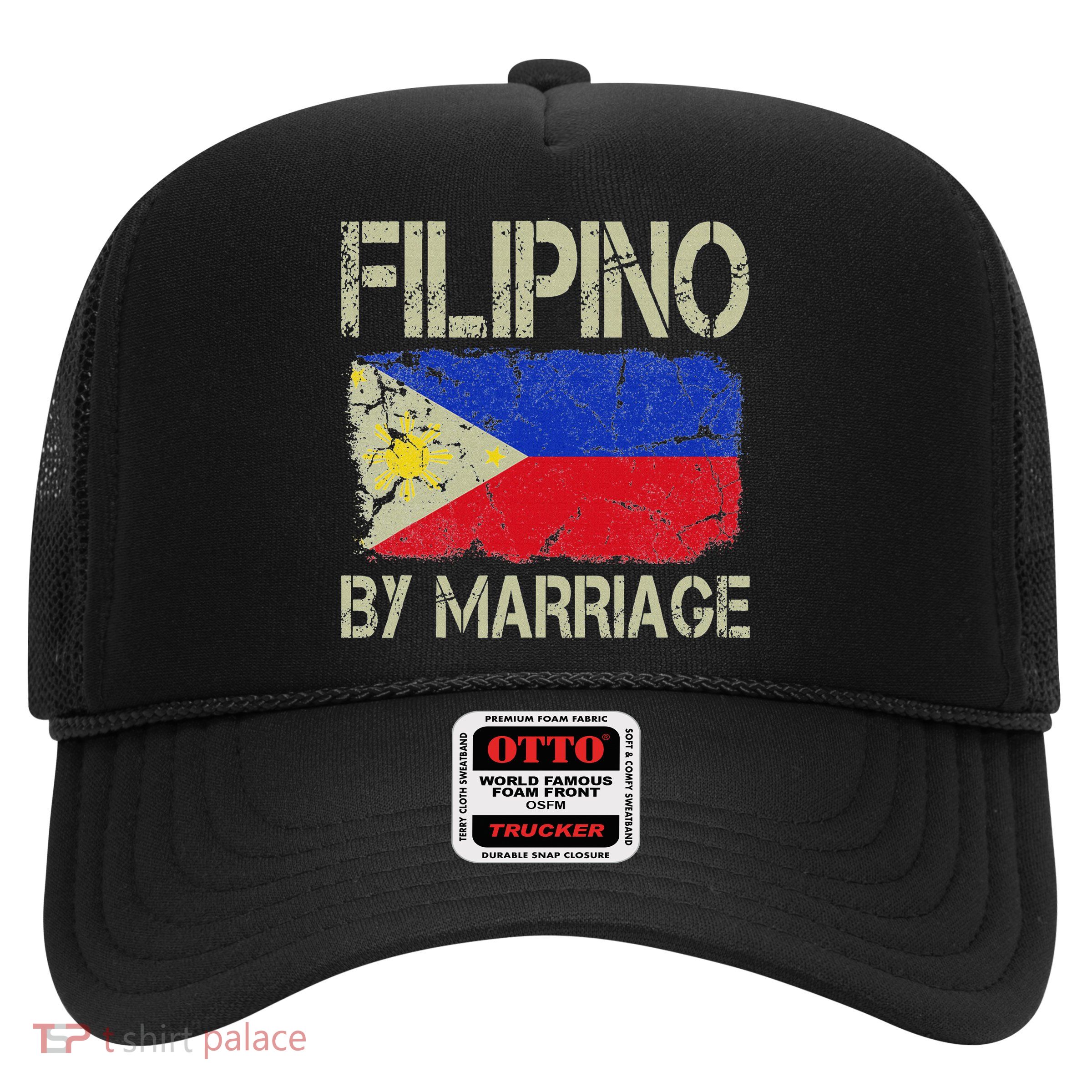 Filipino By Marriage Philippines Flag Funny Husband Wife Trucker Hat