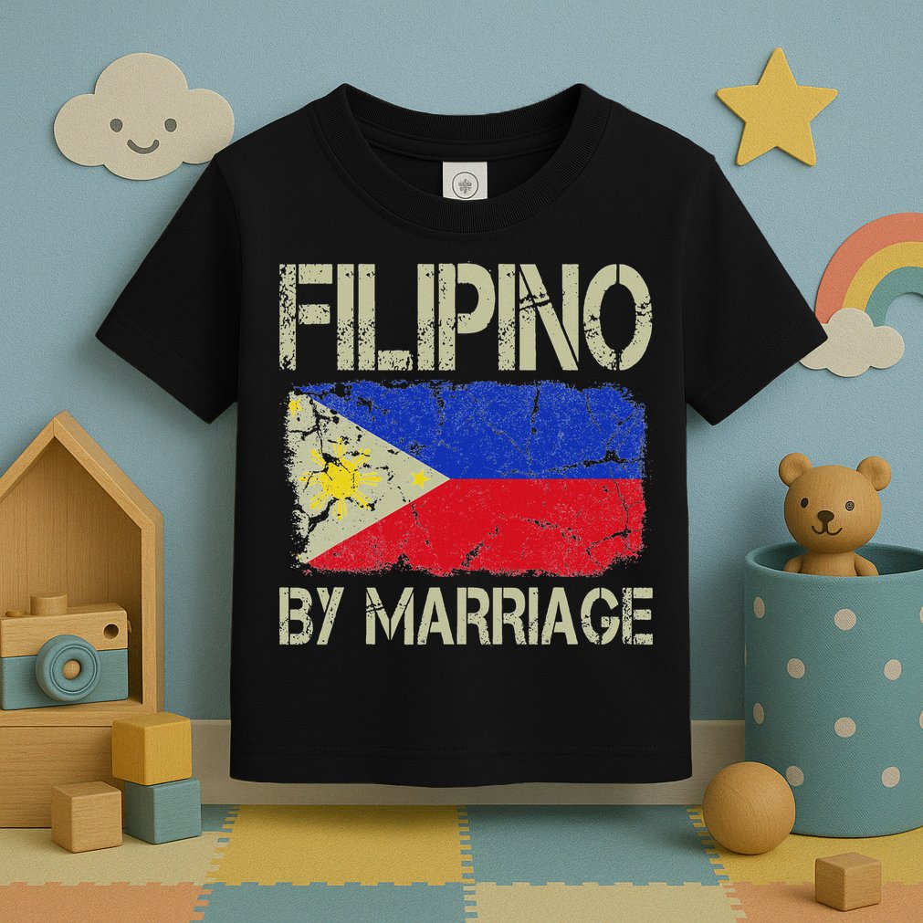 Filipino By Marriage Philippines Flag Funny Husband Wife Toddler T-Shirt