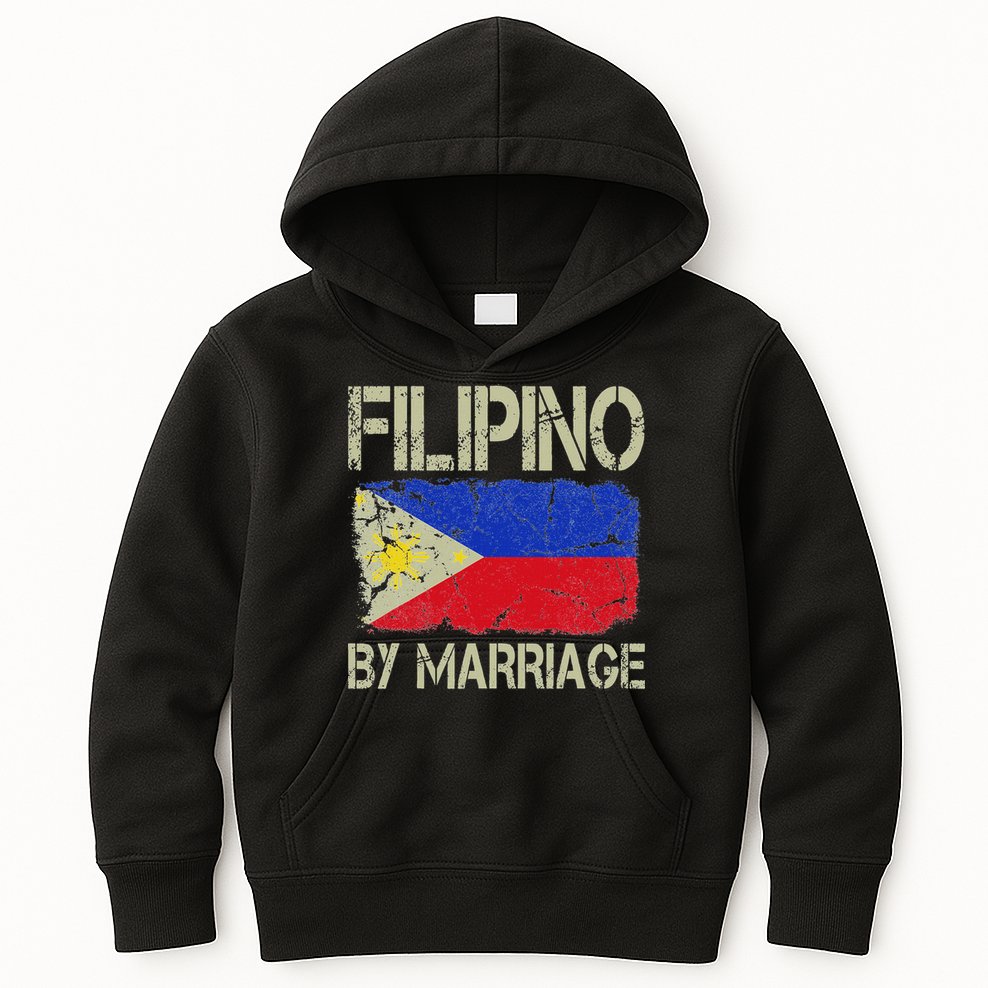 Filipino By Marriage Philippines Flag Funny Husband Wife Kids Hoodie