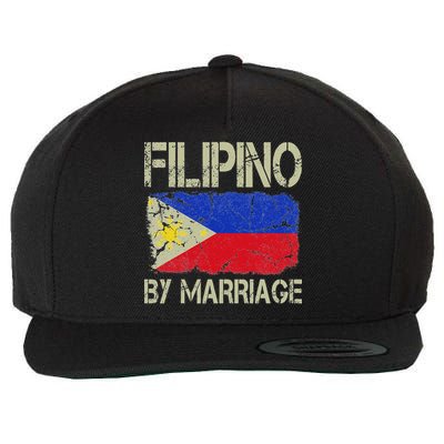 Filipino By Marriage Philippines Flag Funny Husband Wife Wool Snapback Cap